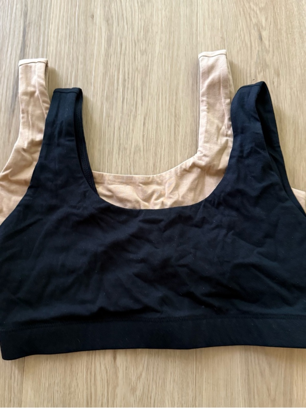 Quince Organic Tank Bralette 2 Pack Black Tan Sz M NWOT